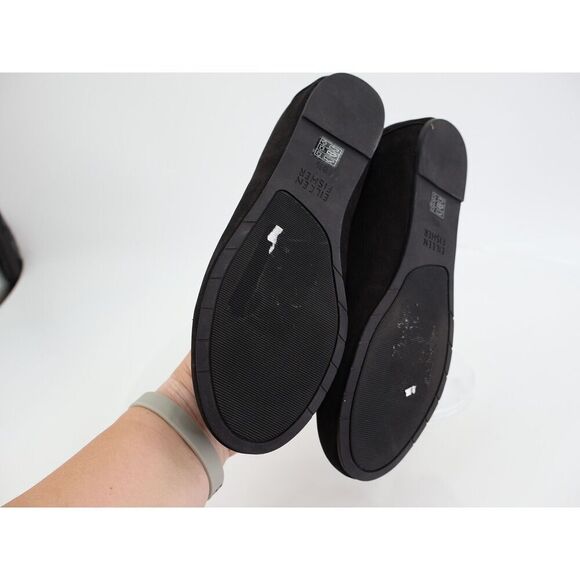 Eileen Fisher Women Una Hidden Wedge Ballet Flats Size 6.5 Black Suede Round Toe - Picture 6 of 8